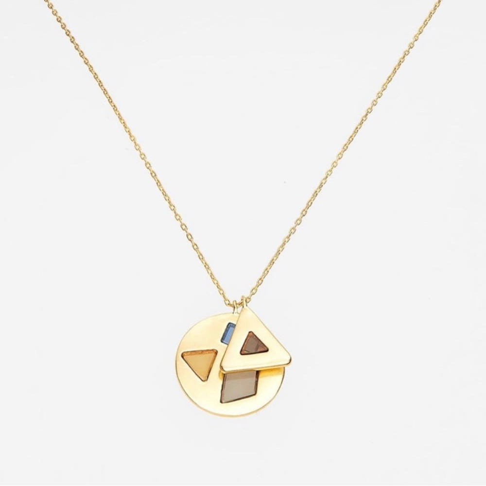Madewell Stainglass Charm Necklace Geometric Gold Pendant Necklace